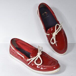 Cole Haan Nantucket Camp Red Patent Boat Shoe size 8.5